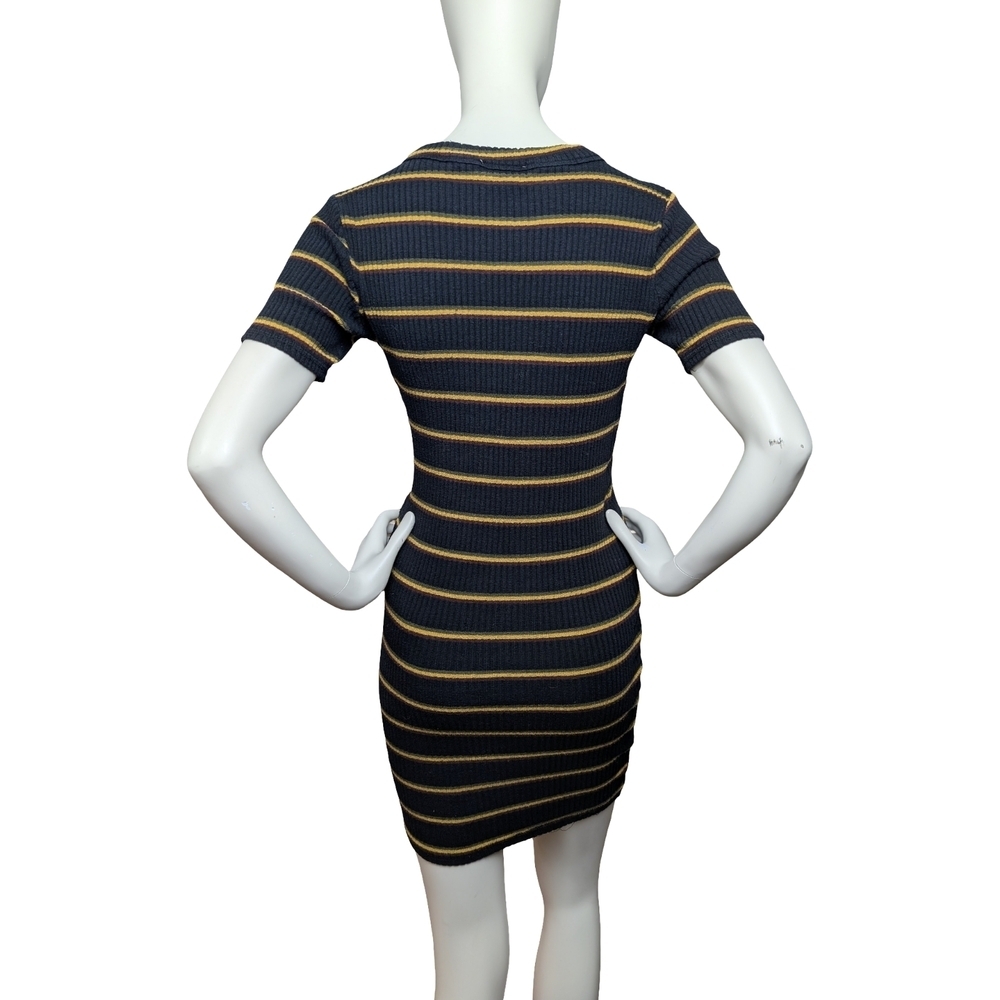 Zara Trafaluc Ribbed Stripe Knit Dress | Stretchy Bodycon | Short Sleeve, Size S - Picture 4 of 6